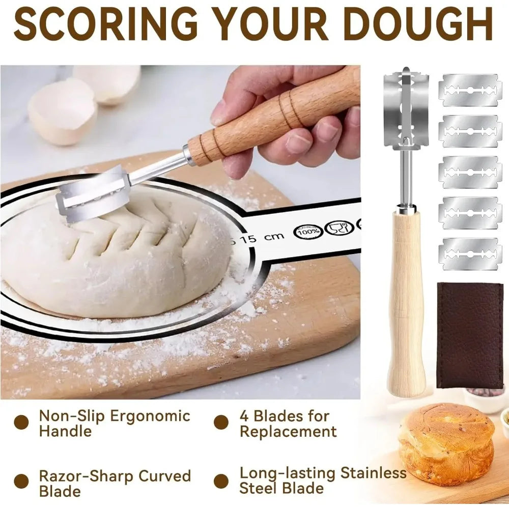 Sourdough Bread Baking Starter Kit with Proofing Baskets & Tools
