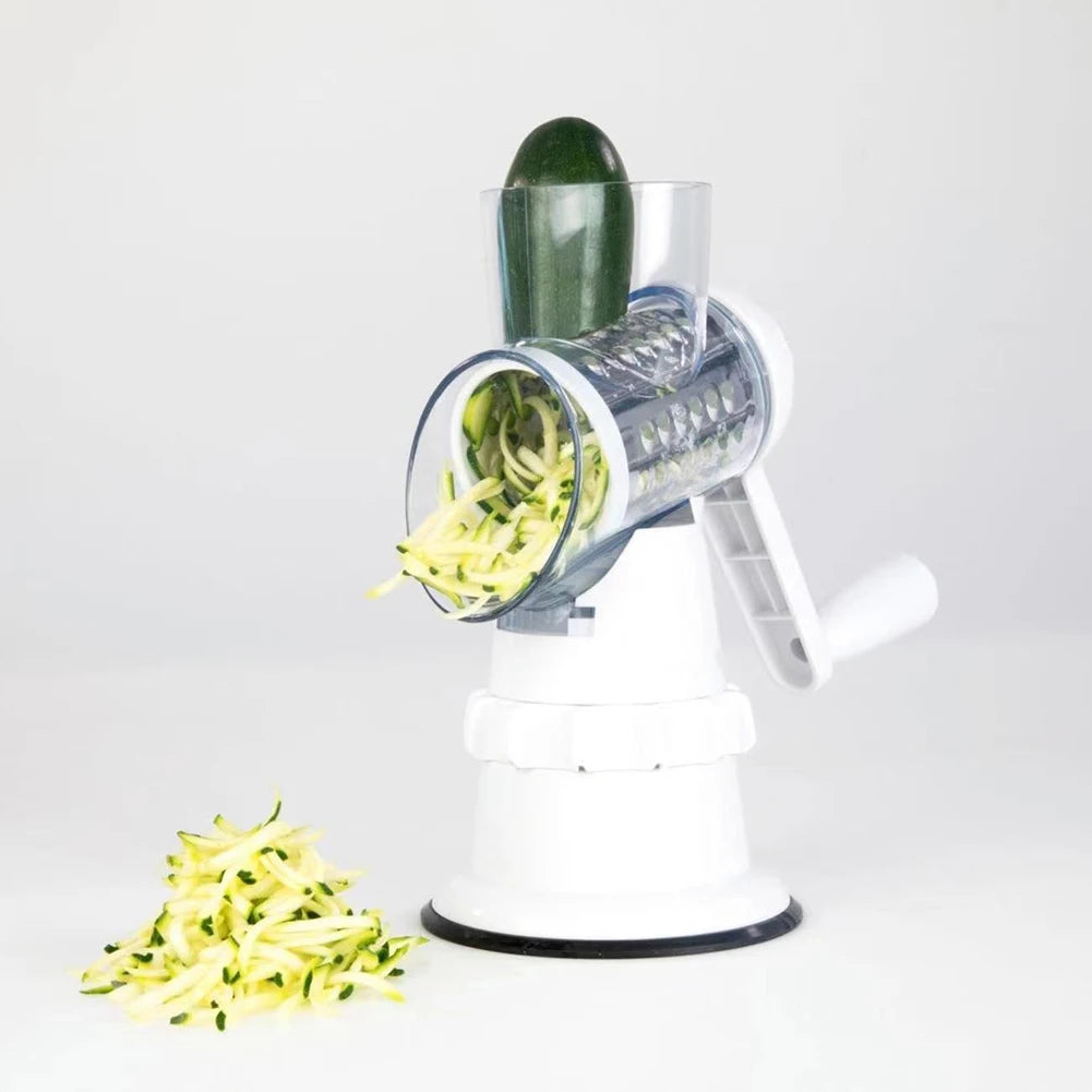Manual Vegetable Slicer 3-Blade Hand Crank Chopper for Meal Prep