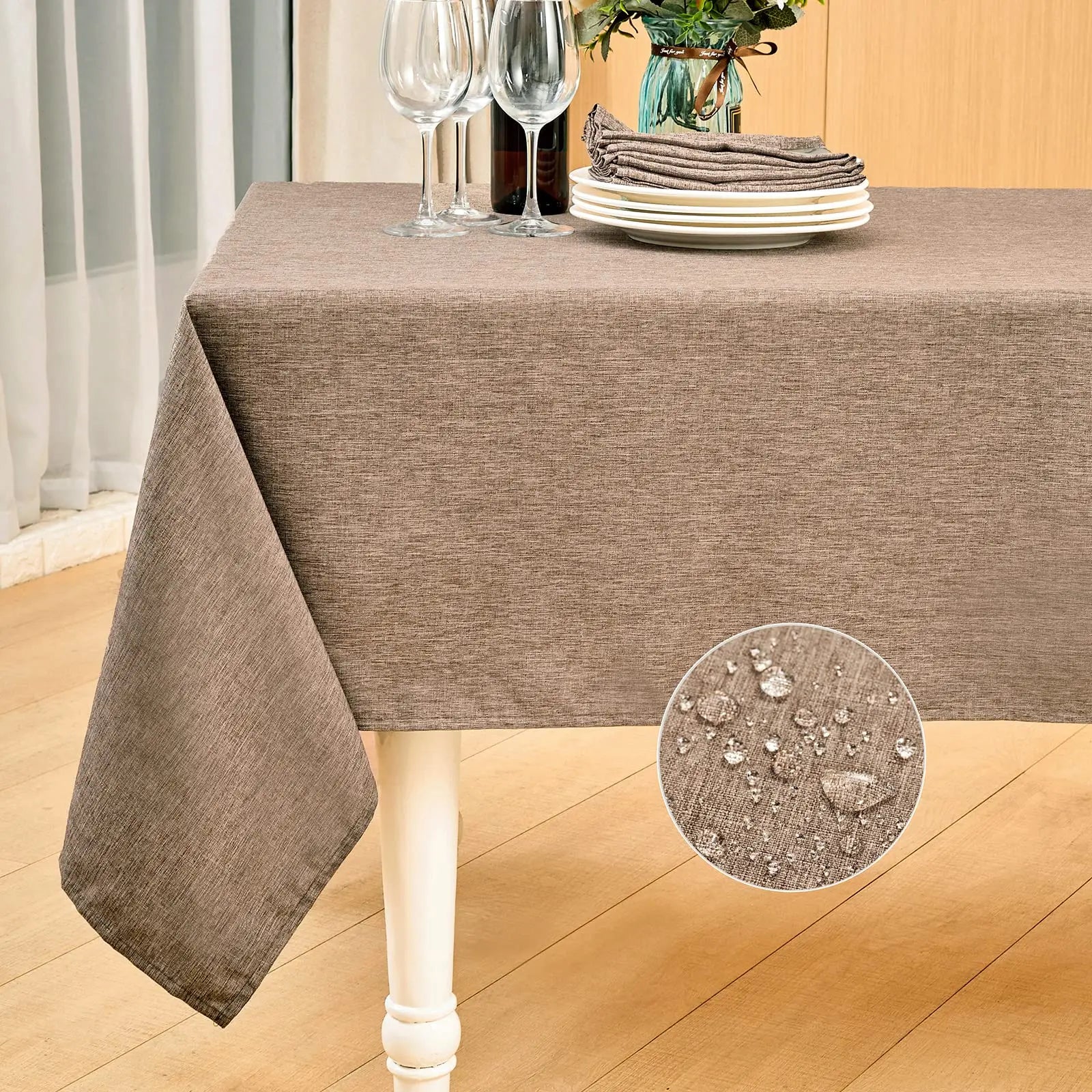 Waterproof Rectangle Table Cloth, Farmhouse Tablecloth, Anti-Shrink, Soft and Wrinkle Resistant, Decorative Fabric Table Cover
