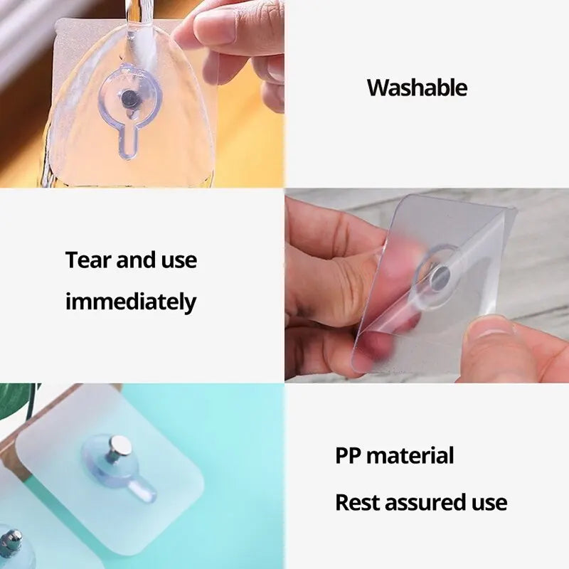 Transparent Adhesive Wall Hooks for Frames & Photos - 10 PCs