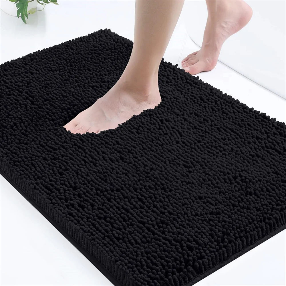 Olanly Chenille Bathroom Rug Non-Slip Bath Mat Soft Shower Bathroom Mat Floor Tub Fluffy Shag Bath Foot Rugs Microfiber Carpet