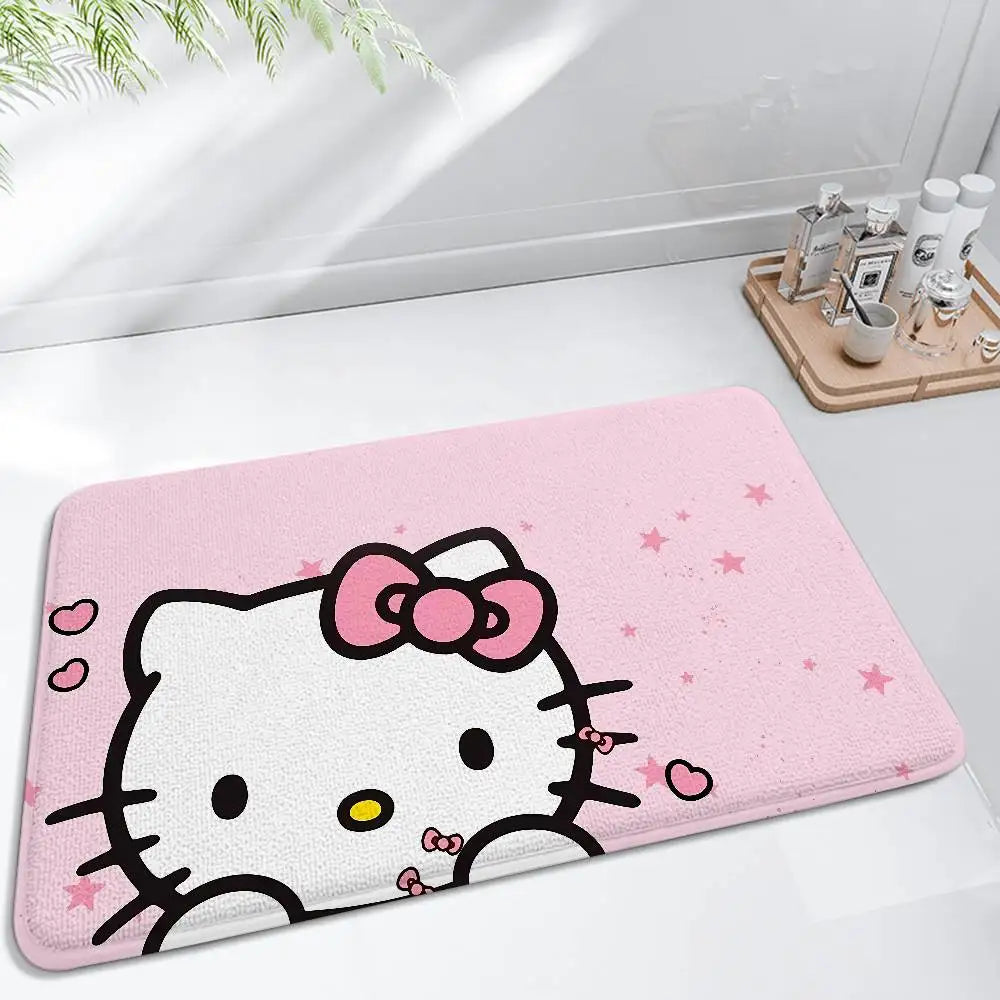 Cute H-hello-K-Kitty Floor Mat Bathroom Absorbent Mat Simple Door Dirt-resistant Mat Home Kitchen Mat Foot Mat Entry Mat