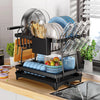 2-Tier Kitchen Dish Drying Rack with Drip Tray - Countertop Metal Dish Drainer