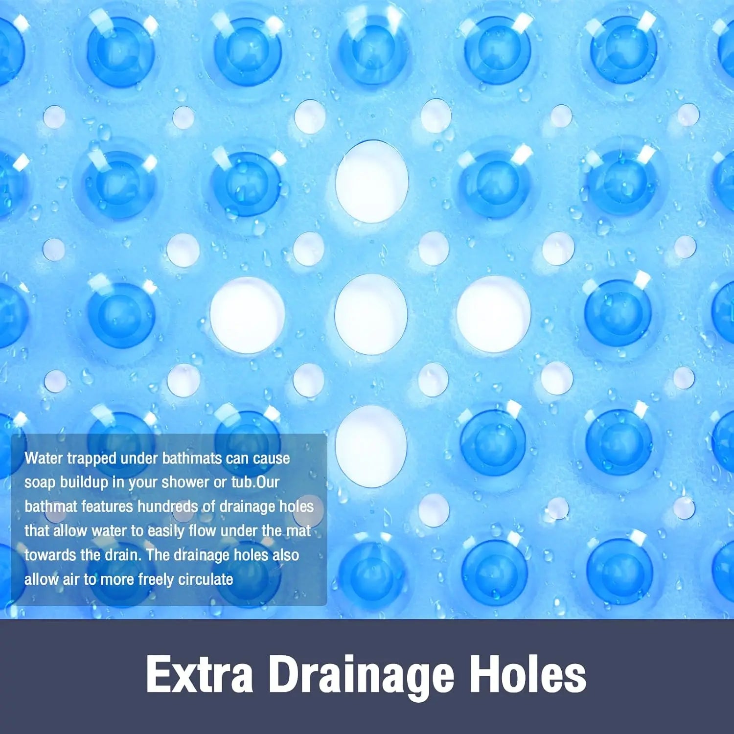 21x21 Inch Square Non-Slip Shower Mat - Clear PVC Anti-Slip Bathroom Stall Floor Mat