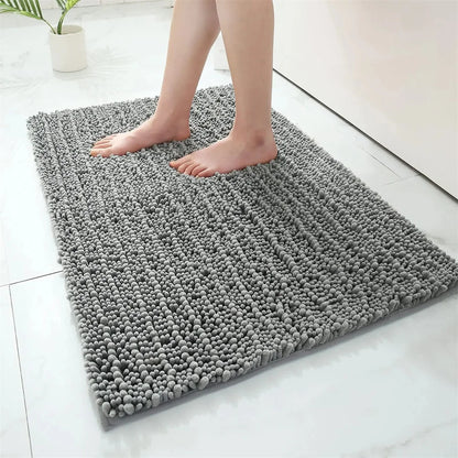 Olanly Chenille Non-Slip Bath Mat - Soft Fluffy Shag Microfiber Shower & Bathroom Floor Rug - Hom Haven