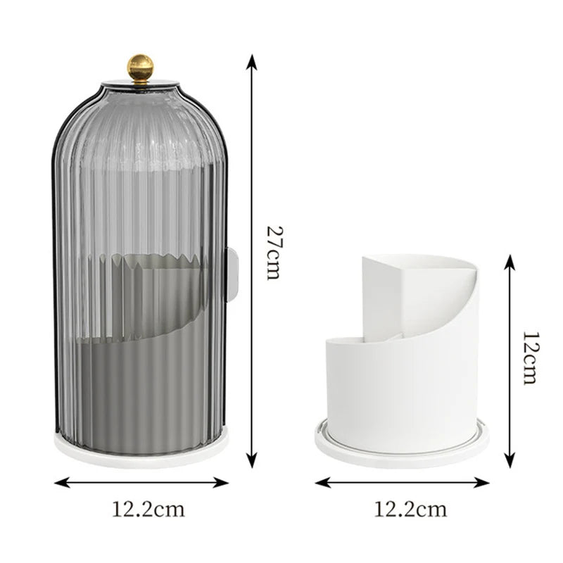 360° Rotating Makeup Brush & Cosmetic Organizer with Lid
