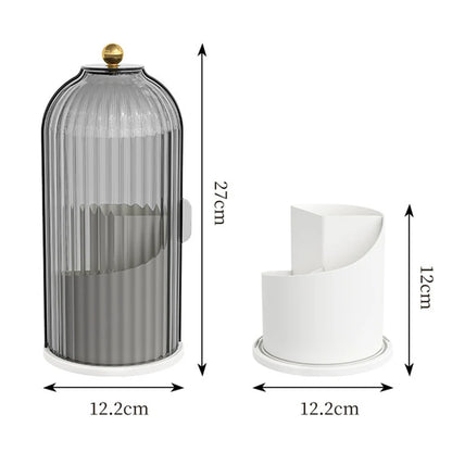 360° Rotating Makeup Brush & Cosmetic Organizer with Lid - Hom Haven