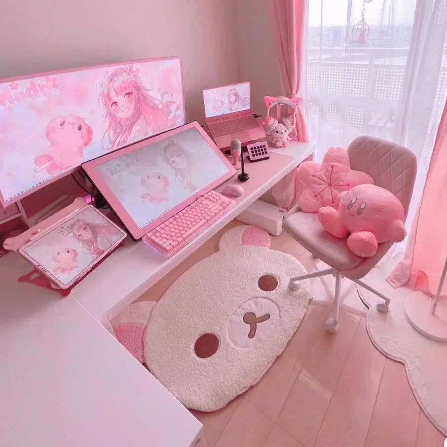Rilakkuma Kuna Bear Cartoon Carpet - Soft Plush Bedroom Floor Mat & Bedside Rug