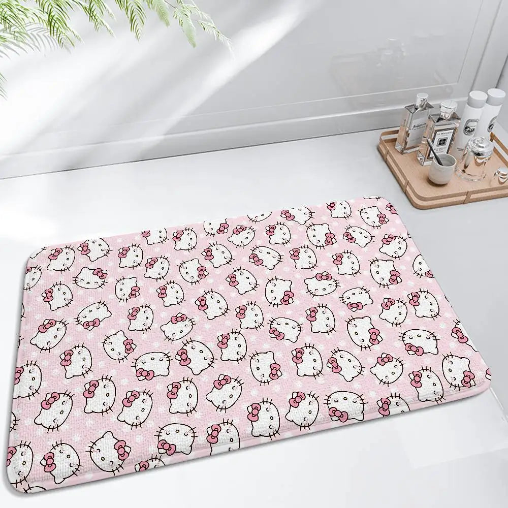 Cute H-hello-K-Kitty Floor Mat Bathroom Absorbent Mat Simple Door Dirt-resistant Mat Home Kitchen Mat Foot Mat Entry Mat