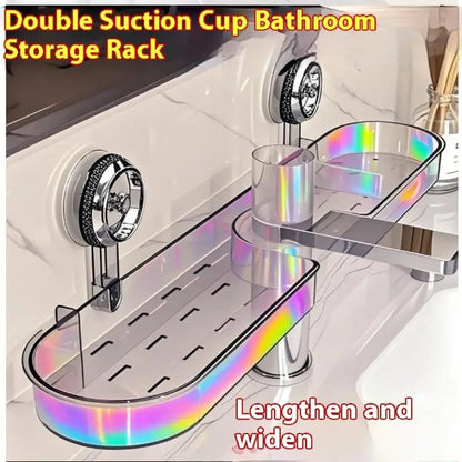 Suction Cup Bathroom Organizer Rack Wall Mounted Draining Storage Shelf - Hom Haven