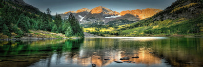 Landscape Canvas Wall Art - Lake, Forest & Mountain Scenery Painting Poster for Living Room & Bedroom - Hom Haven