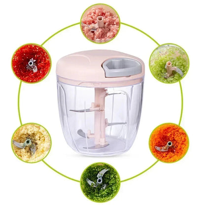 Manual Garlic Chopper & Vegetable Cutter - 500/900ml Rotating Slicer, Crusher & Meat Grinder - Hom Haven