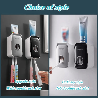MENGNI Automatic Toothpaste Dispenser - Wall-Mounted Punch-Free Toothbrush Holder & Bathroom Accessory Rack - Hom Haven