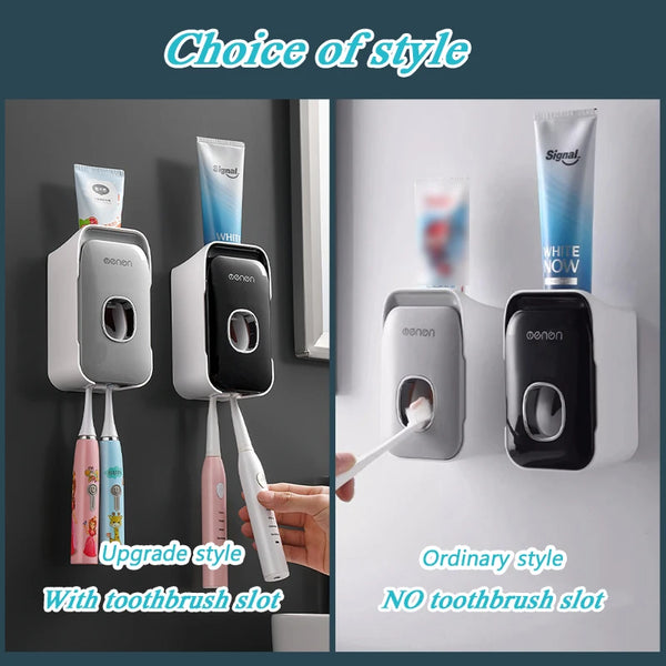 MENGNI Automatic Toothpaste Dispenser - Wall-Mounted Punch-Free Toothbrush Holder & Bathroom Accessory Rack - Hom Haven