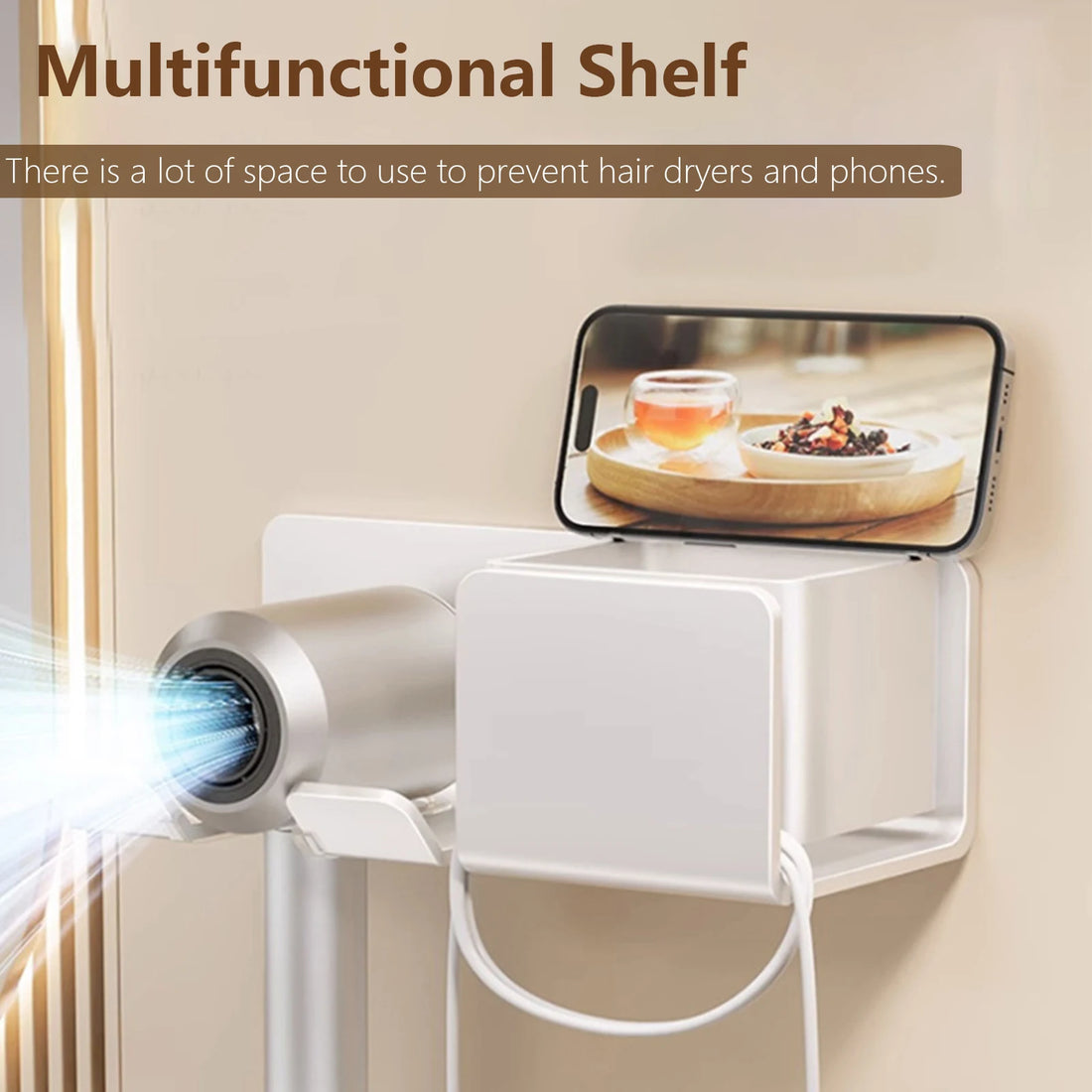 Hair Dryer Holder Wall Dryer Cradle Straightener Stand Hairdryer Organizer Box Toilet Blower Holder Shelf Bathroom Accessories
