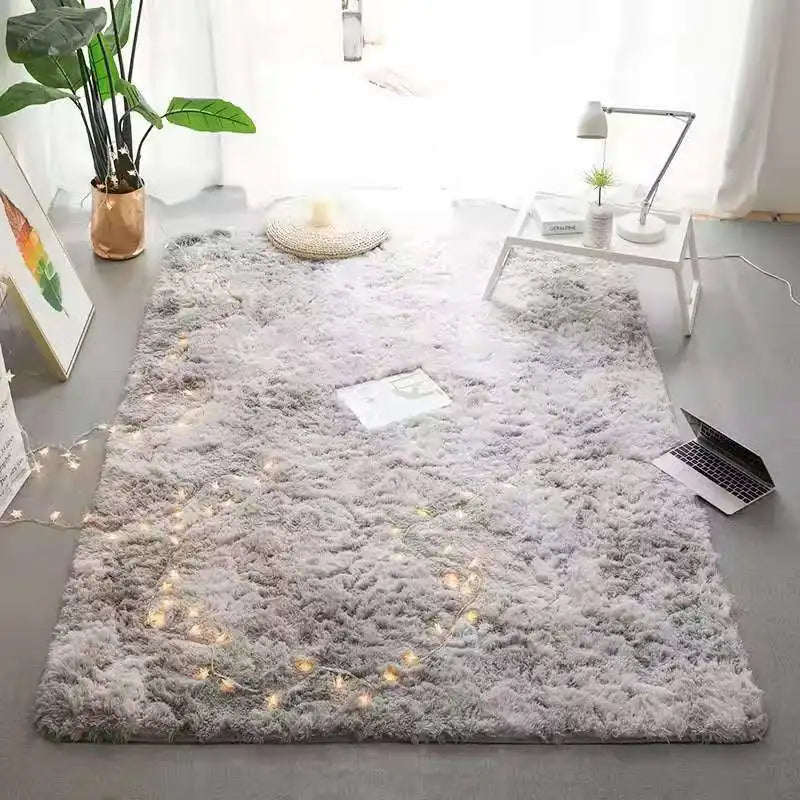 VIKAMA Tie-Dyed Fluffy Carpet - Warm Plush Bedside Rug & Play Mat for Living Room & Kids Room