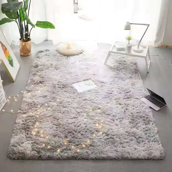 VIKAMA Tie-Dyed Fluffy Carpet - Warm Plush Bedside Rug & Play Mat for Living Room & Kids Room - Hom Haven