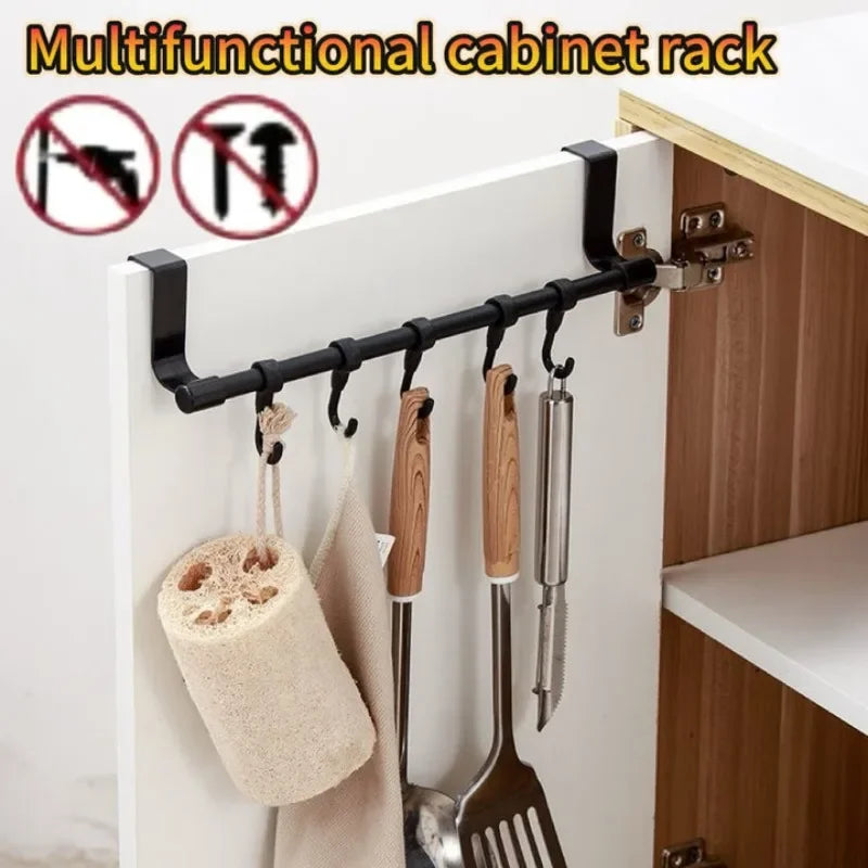 1/2pcs Wall-Mounted Kitchen Cabinet Towel Rack - Space-Saving Dishcloth Holder for Home and Bathroom No Drilling Require