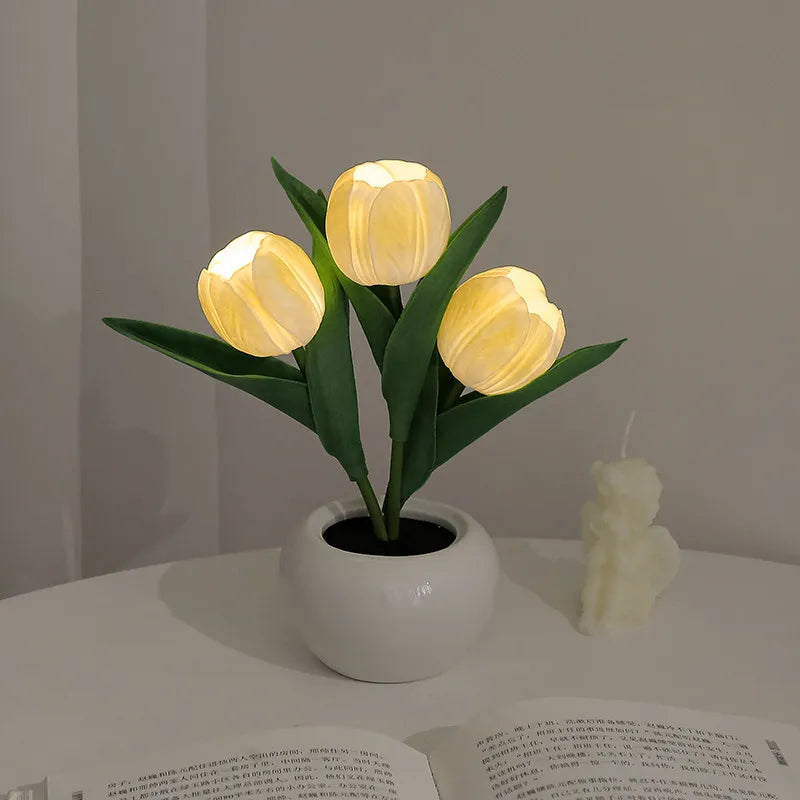 LED Tulip Night Lamp Decorative Flower Desk Light Gift for Room Decor