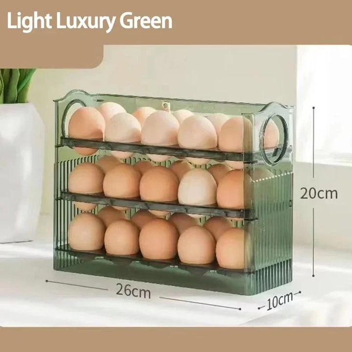 Multi-Layer Refrigerator Egg Tray Organizer with Auto Open Close Lid