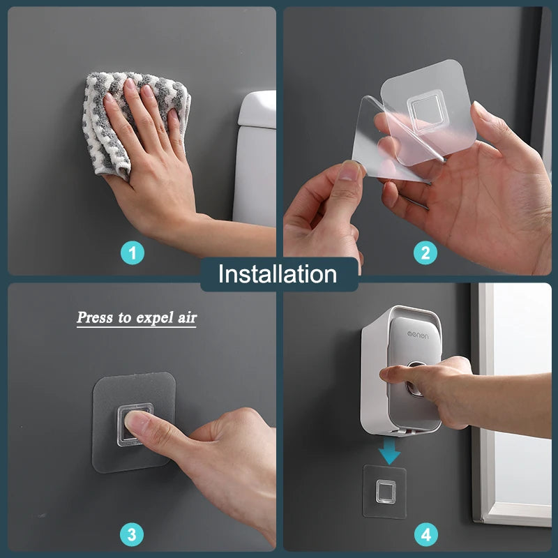 MENGNI Automatic Toothpaste Dispenser - Wall-Mounted Punch-Free Toothbrush Holder & Bathroom Accessory Rack - Hom Haven