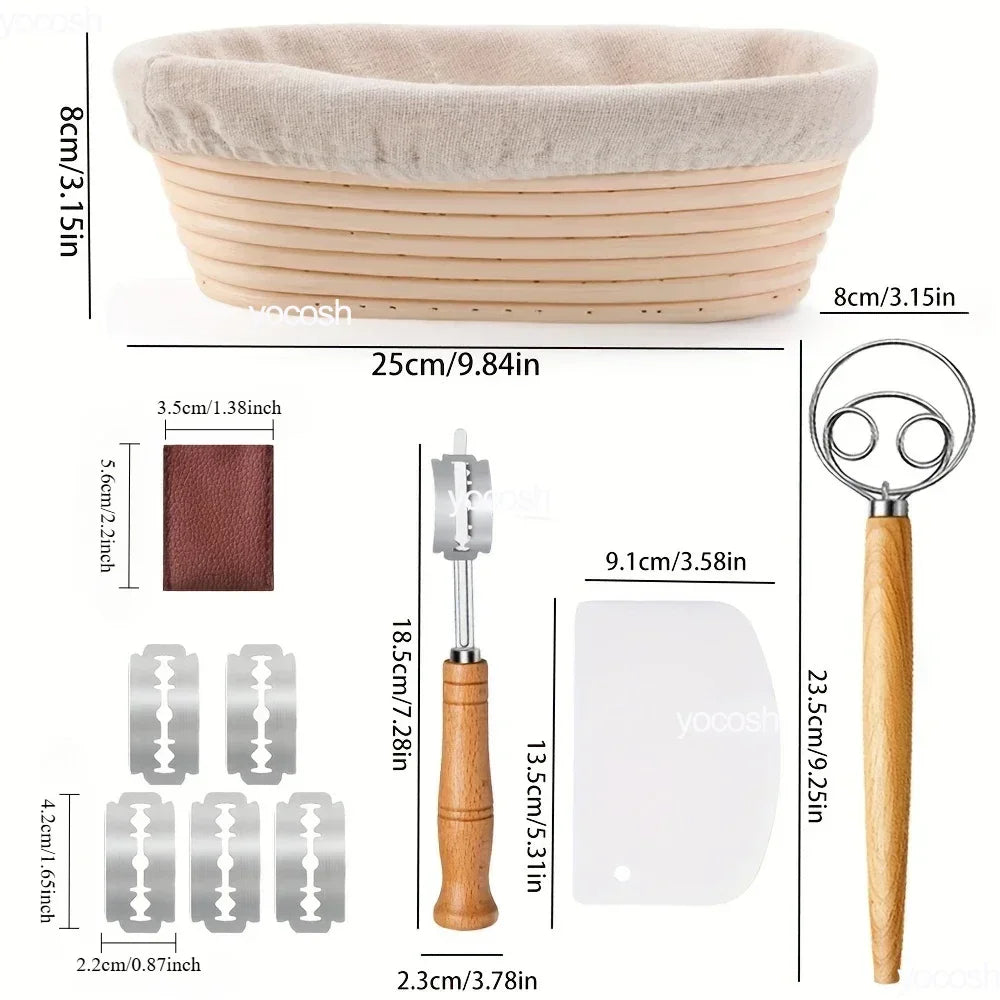 Sourdough Bread Baking Starter Kit with Proofing Baskets & Tools