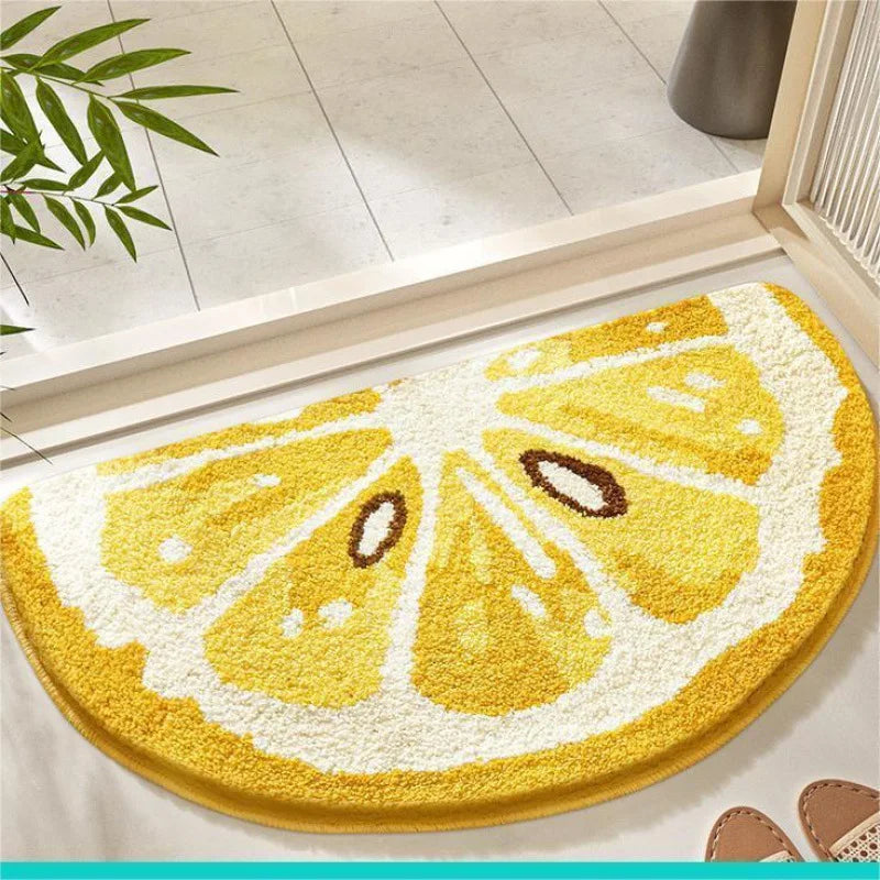 VIKAMA Little Fresh Fruit Special Imitation Cashmere Carpet Warm Machine Washable Bathroom Door Carpet Porch Mat Home Decor