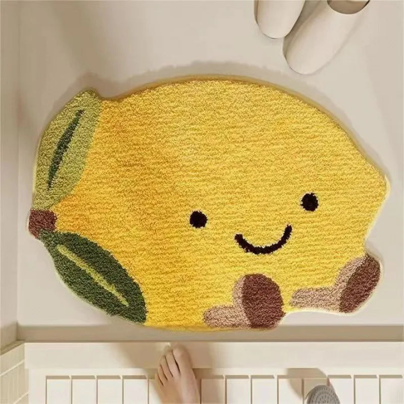 VIKAMA Little Fresh Fruit Special Imitation Cashmere Carpet Warm Machine Washable Bathroom Door Carpet Porch Mat Home Decor