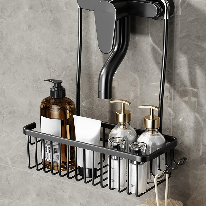 No-Drill Shower Rack & Toilet Storage Basket - Wall-Mounted Aluminum Bathroom Shelf for Bath Products - Hom Haven
