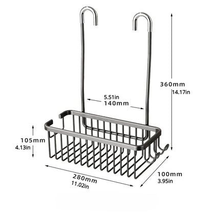 No-Drill Shower Rack & Toilet Storage Basket - Wall-Mounted Aluminum Bathroom Shelf for Bath Products - Hom Haven
