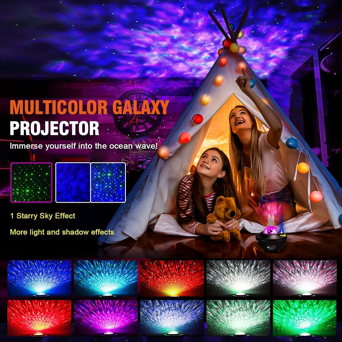 Starry Galaxy Projector Night Light with Bluetooth Music Night Lamp