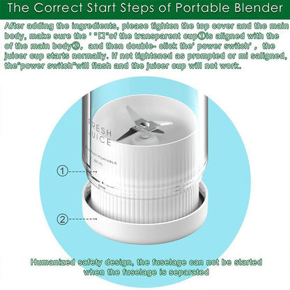 Portable Mini Electric Blender Bottle for Fresh Juice Smoothies Shakes - Hom Haven