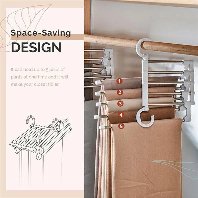 Folding Pants Hanger Space-Saving Clothes Organizer