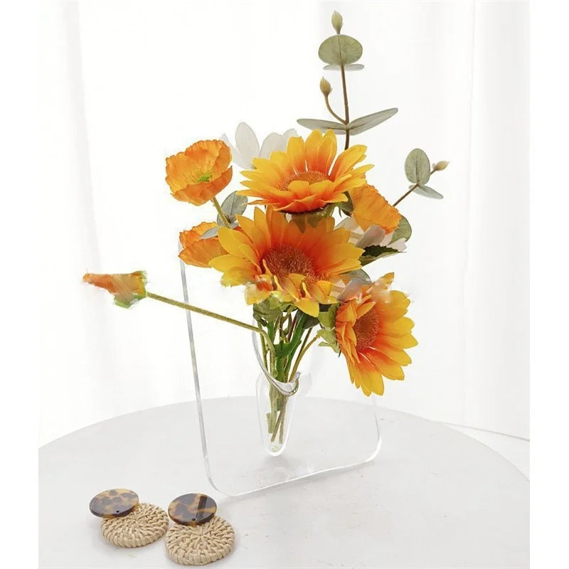 Instagram-Style Photo Frame Vase - Transparent Acrylic Hydroponic Flower Arrangement for Entryway & Living Room