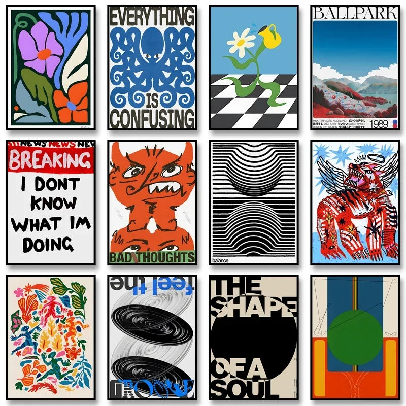 Retro Abstract Nourishing Soul Classic Wall Art,  Canvas Print Poster, Suitable for Home, Living Room, Room Decoration Painting