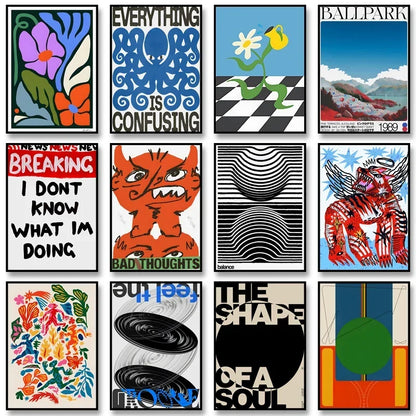 Retro Abstract Nourishing Soul Canvas Wall Art - Classic Unframed Print Poster for Home & Living Room Decoration - Hom Haven