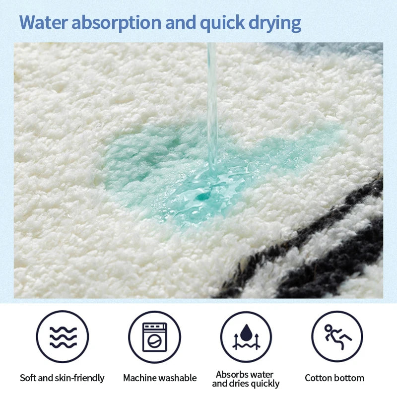 Floral Non-Slip Bath Mat - Absorbent Plush Entrance Rug for Bathroom, Balcony & Living Room