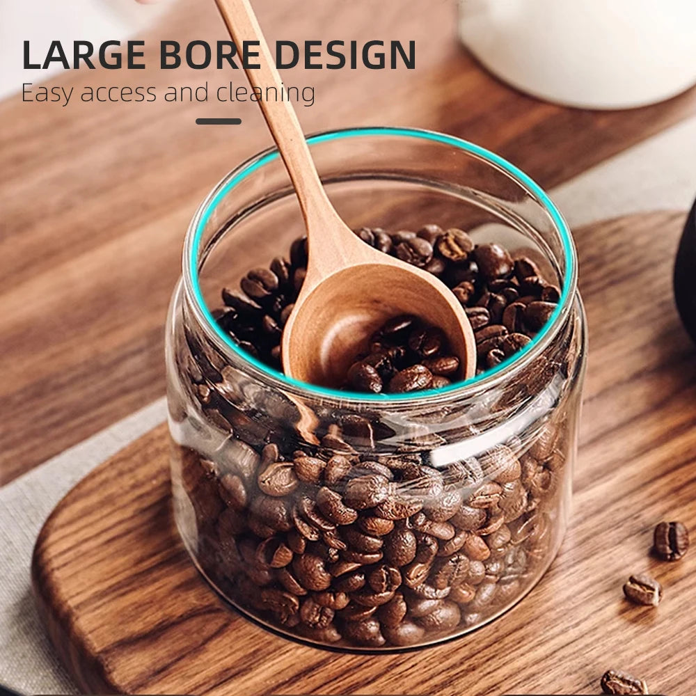 Vacuum Sealed Glass Storage Jar - Airtight Coffee Bean, Tea & Food Container