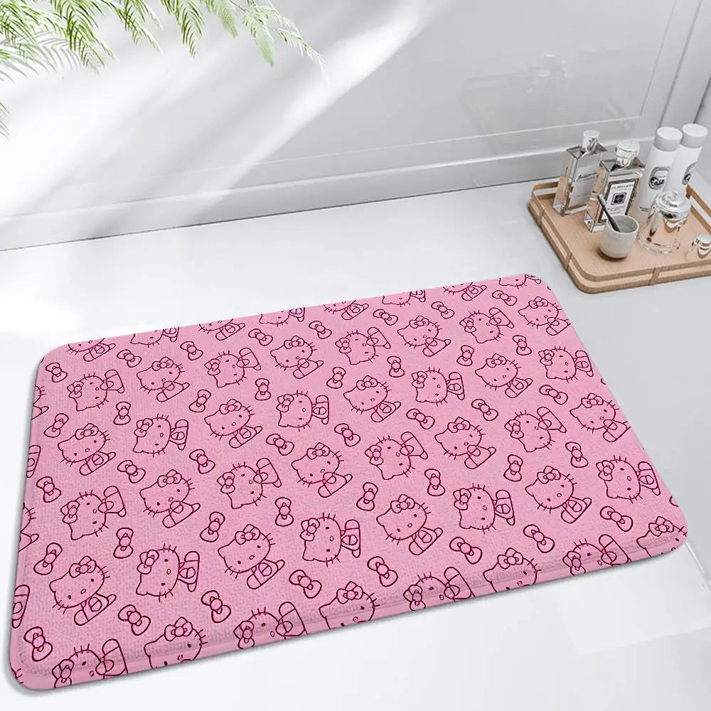 Cute H-hello-K-Kitty Floor Mat Bathroom Absorbent Mat Simple Door Dirt-resistant Mat Home Kitchen Mat Foot Mat Entry Mat