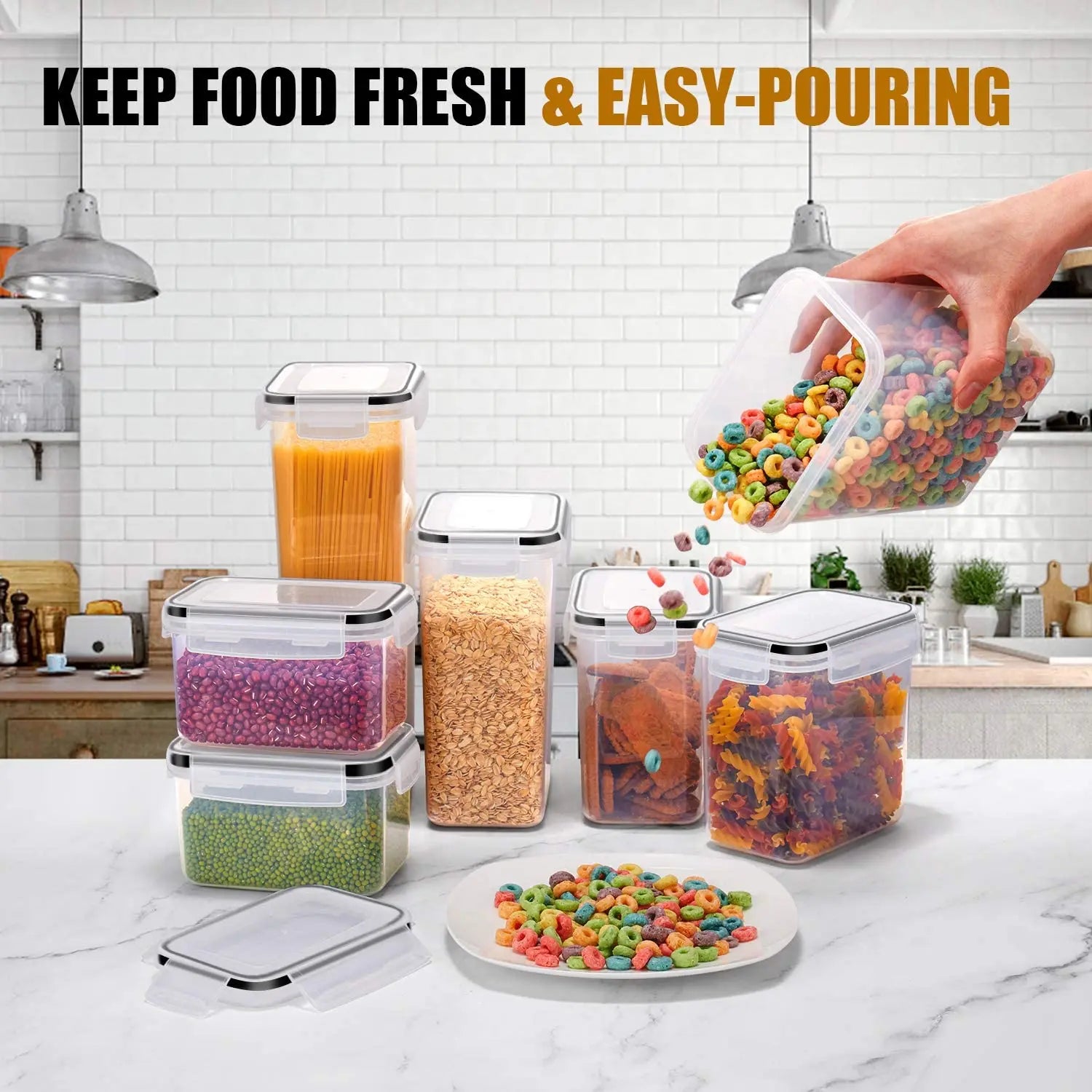 7-Piece BPA-Free Airtight Food Storage Container Set - Kitchen Organizer with Labels & Pen