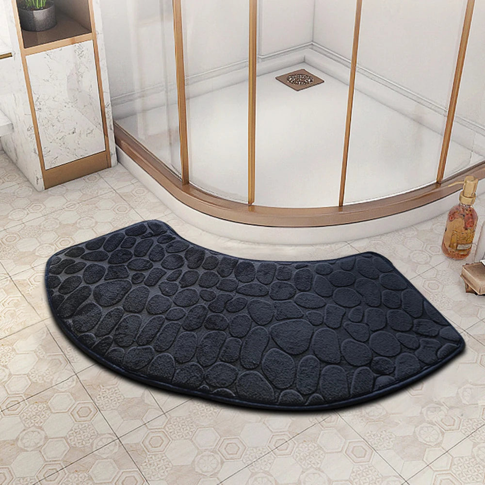 1PC Arc-Shaped Water-Absorbing Floor Mat, Sector-Shaped Carpet, Shower Room Entrance Foot Mat, Toilet Bathroom Anti-Slip Mat