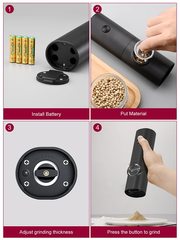 Electric Automatic Salt and Pepper Grinder Set Rechargeable Battery Gravity Spice Mill Adjustable Spices Grinder Kitchen tools