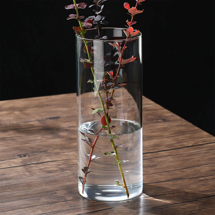 Transparent Glass Hydroponic Vase Minimalist Glass Vase Cylinder Flower Vase for Wedding Living Room Decorative Gift