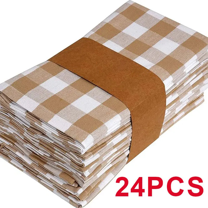 Set Of 6/12/24 40x40cm Tablecloth Napkins, Durable Polyester Thickened Pads, Reusable Kitchen, Dining, Holiday Decorations