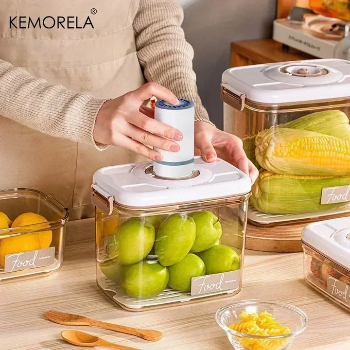 Vacuum Sealed Food Storage Box - Large Capacity Transparent Fresh-Keeping Kitchen Container with Pump