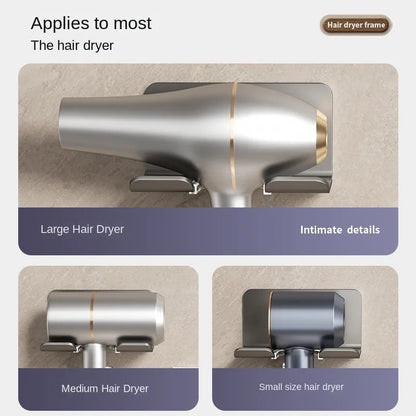 Wall-Mounted Hair Dryer Holder & Straightener Stand - Nail-Free Aluminum Bathroom Storage Shelf - Hom Haven