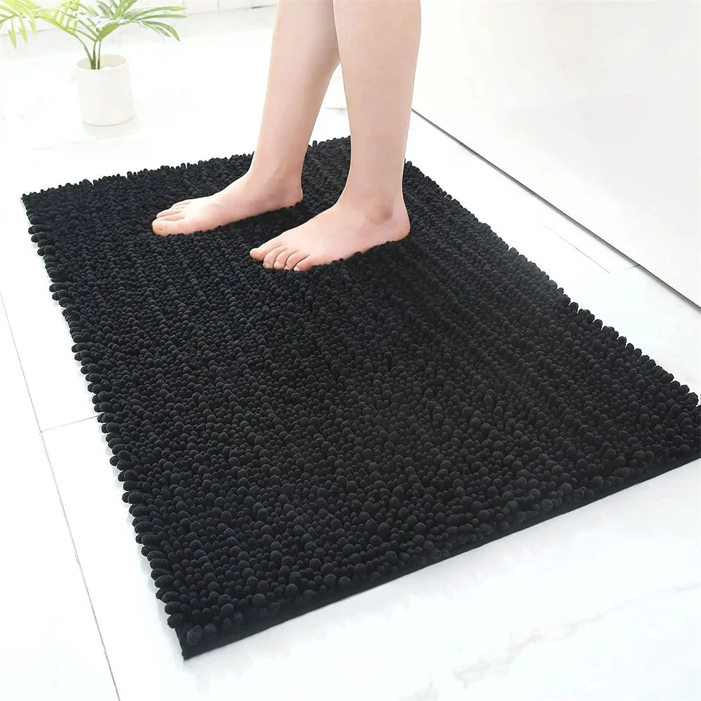 Olanly Chenille Non-Slip Bath Mat - Soft Fluffy Shag Microfiber Shower & Bathroom Floor Rug - Hom Haven