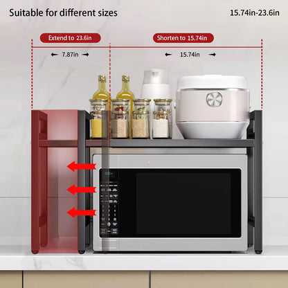 Expandable Microwave Shelf Organizer (42-64cm) - Moisture & Rust Proof Countertop Storage Rack - Hom Haven
