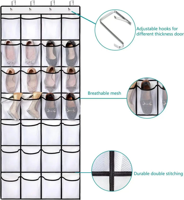 Over The Door Shoe Rack With12/14/24/28/35/40 Large Mesh Pockets Hanging Shoe Organizer For Closet Hanging Shoe Rack Holder