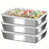 3-Piece Stainless Steel Food Containers - Leakproof Stackable with Clear Lids for Camping, Home & Meal Prep